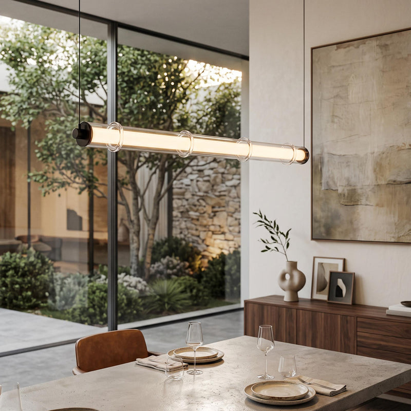 Vento Glass Linear Pendant Light Black