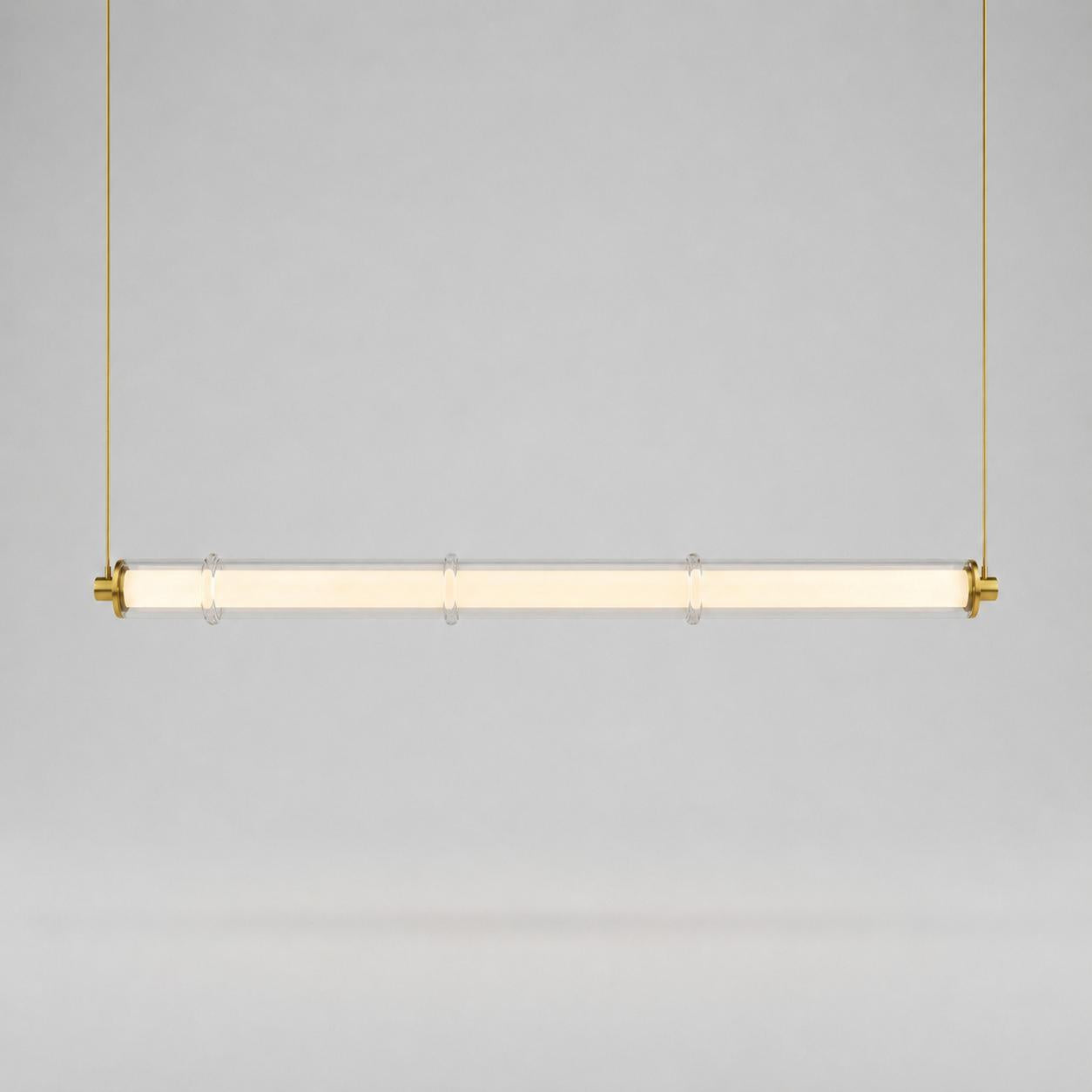 Vento Glass Linear Pendant Light Brass