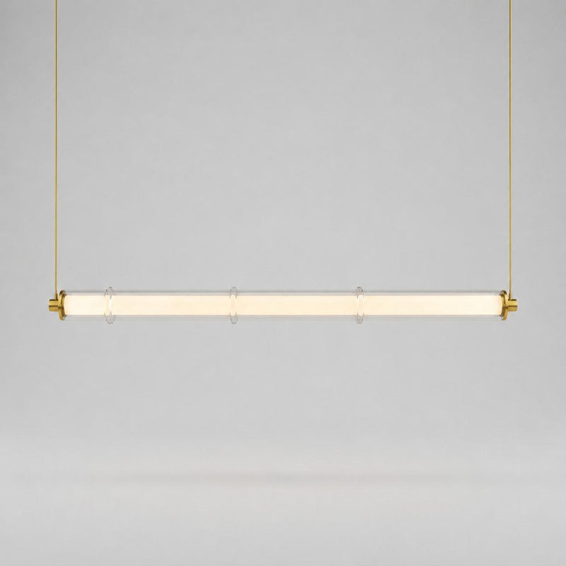 Vento Glass Linear Pendant Light Brass