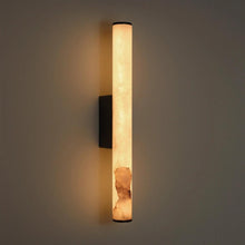 Voss Alabaster Wall Light with Black Metal Base