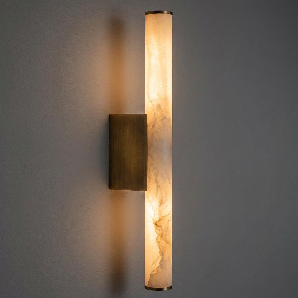 Voss Alabaster Wall Light with Brass Metal Base