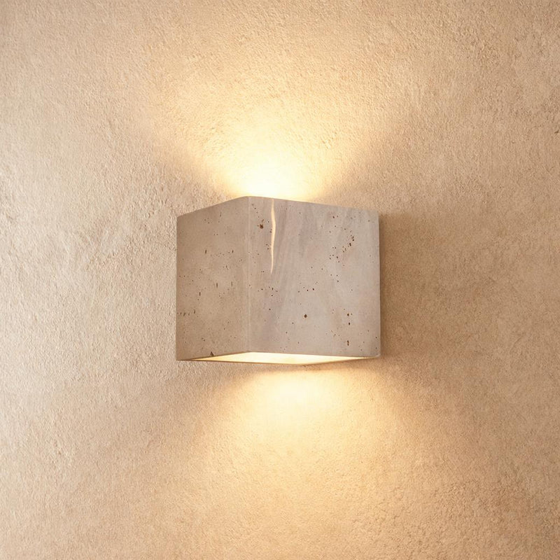 Wisp Travertine Cube Up/Down Wall Light Natural