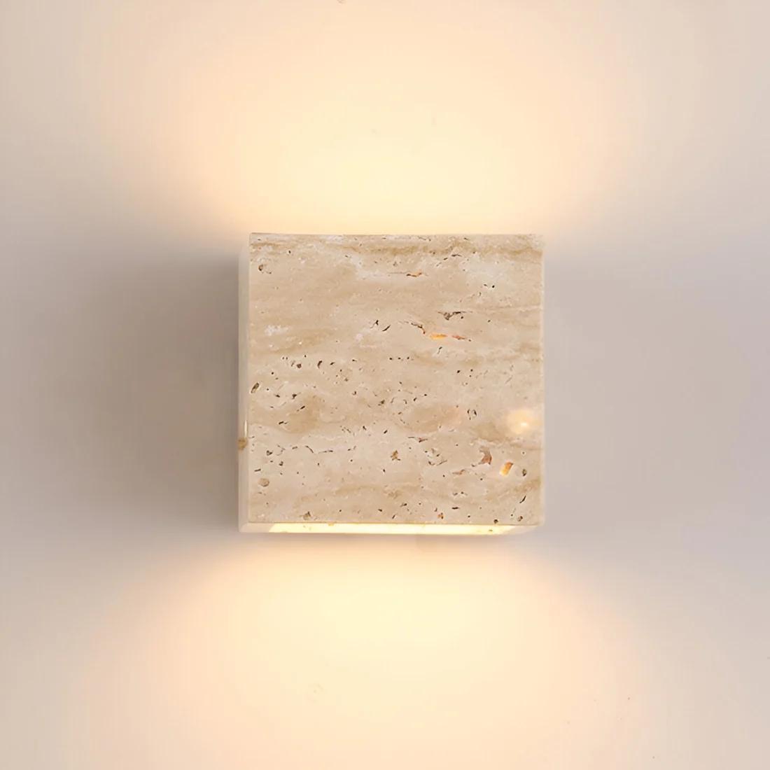 Wisp Travertine Cube Up/Down Wall Light Natural
