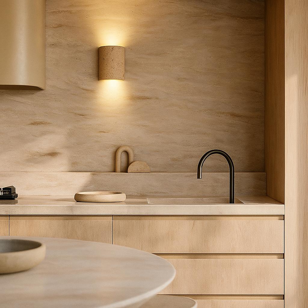 Wisp Travertine Up/Down Wall Light in Natural Stone