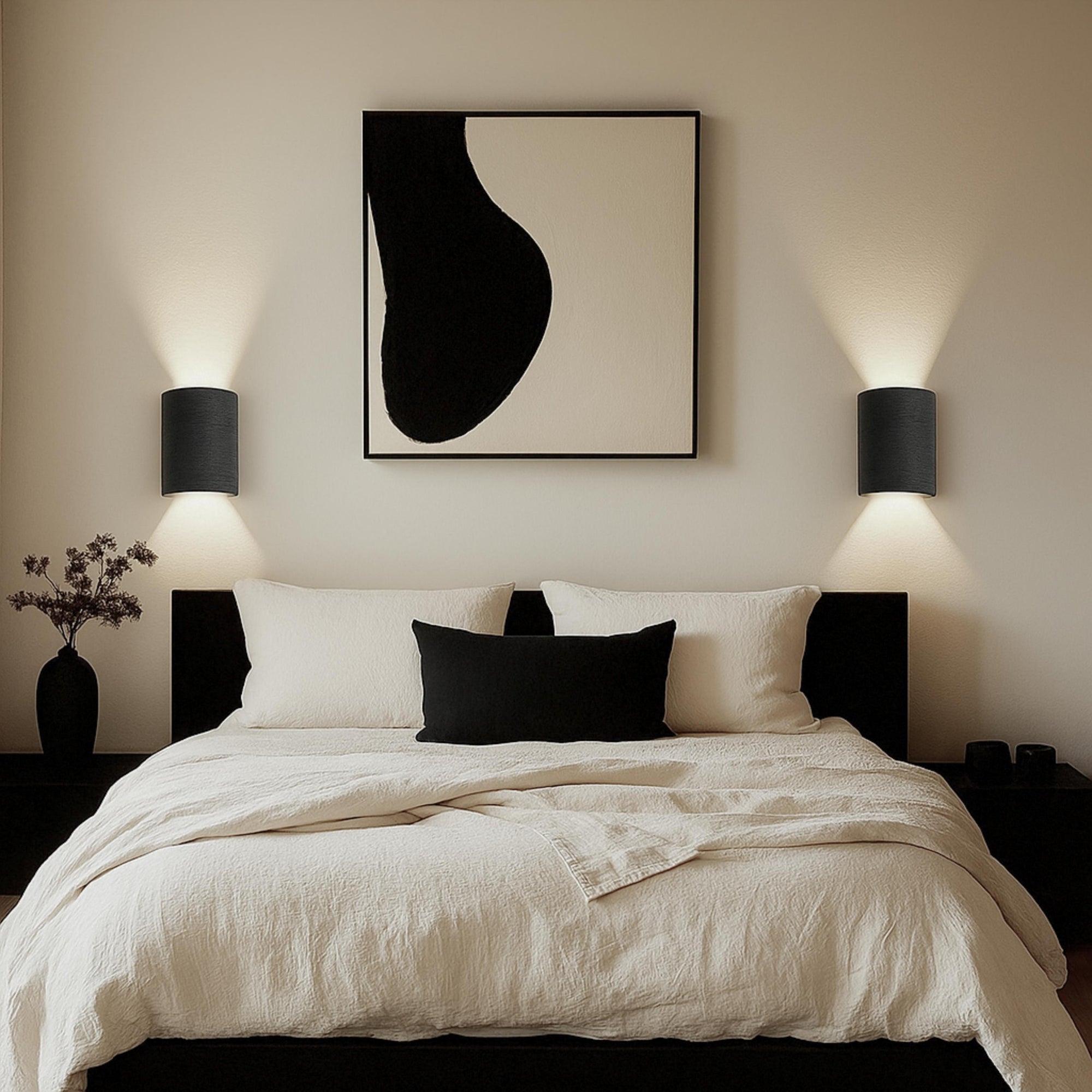 Wisp Travertine Up/Down Wall Light in Black Stone