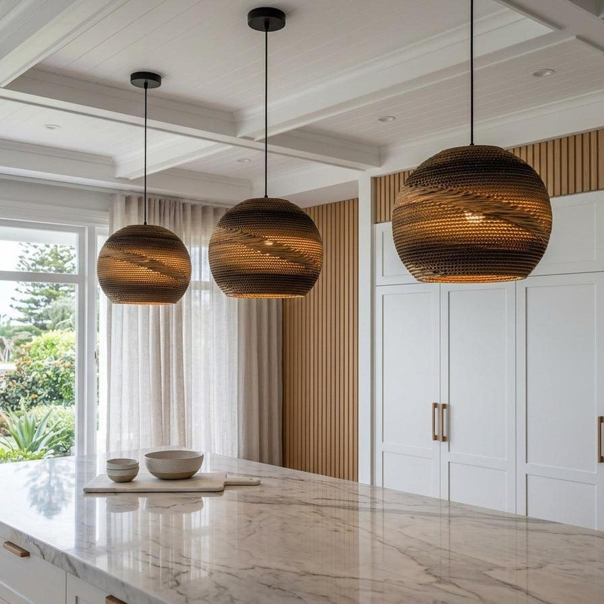 Zanora Round Recycled Cardboard Pendant Light