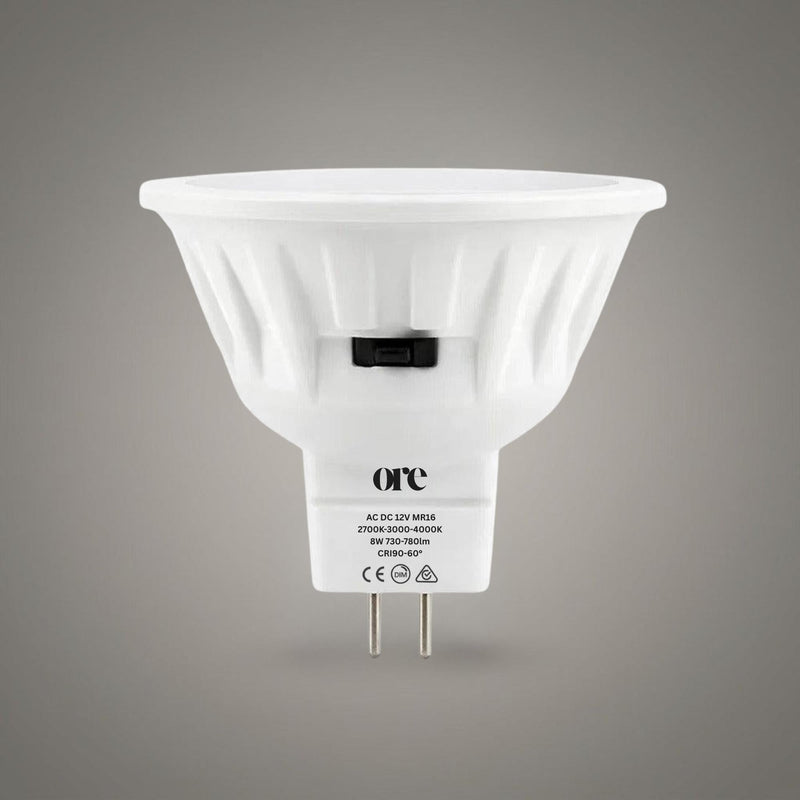 Ceramic MR16 Globe 8w LED Dimmable 2.7k, 3k, 4k CRI90